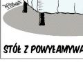 stół z  powyłamywanymi nogami